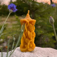 Свічка з бджолиного воску "З маками і колосками"