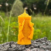 Свічка з бджолиного воску "З янголами"