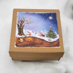 Картонна коробочка S з новорічною наліпкою